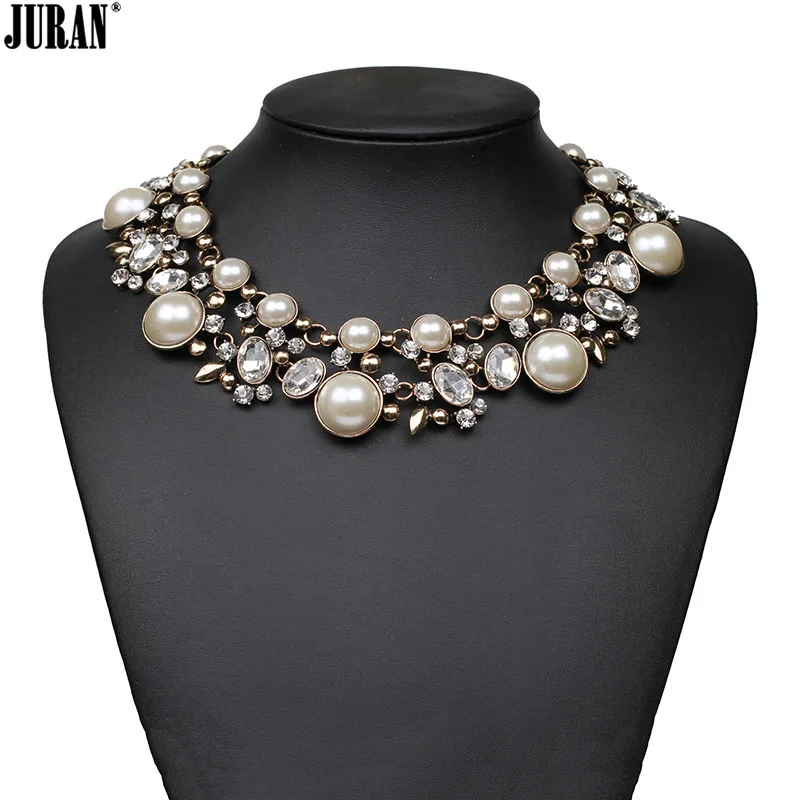 2017 new fashion Crystal simulated pearls chokers necklaces classic