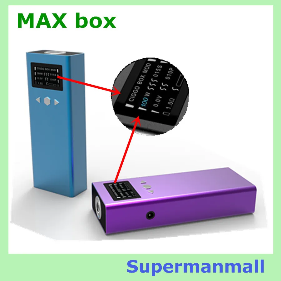 new arrive electronic cigarette Max Box variable voltage 100w Ciggo max box mod dual MOD e cigs mechanical mod box 18650 battery
