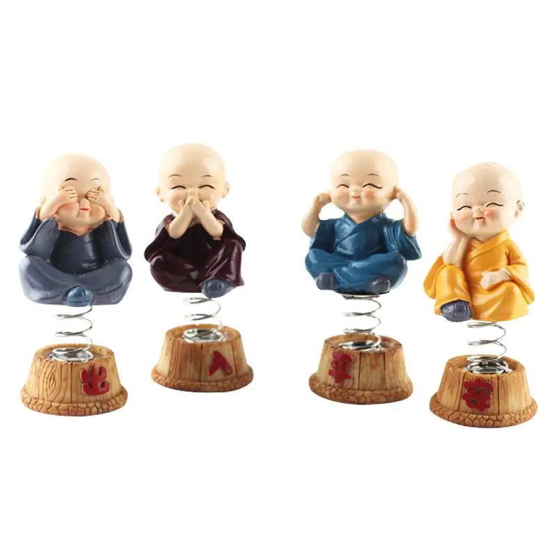 

4PCS/Lot Mini Swing Small Monks Resin Spring Shake Head Monk Buddhist Monk Miniatures Car Decoration Desktop Craft Home Ornament