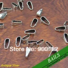 Из серебристого металла под старину кулоны, Бейлы зажимные для подключения подвески и ожерелья