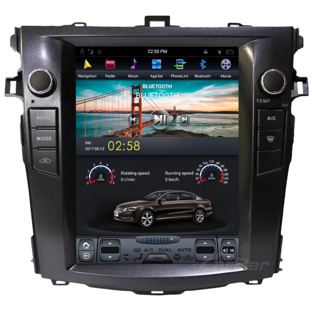 10," вертикальный огромный экран 1024*768 Android автомобильный DVD gps навигатор радио плеер для Toyota Corolla 2007-2012 четырехъядерный