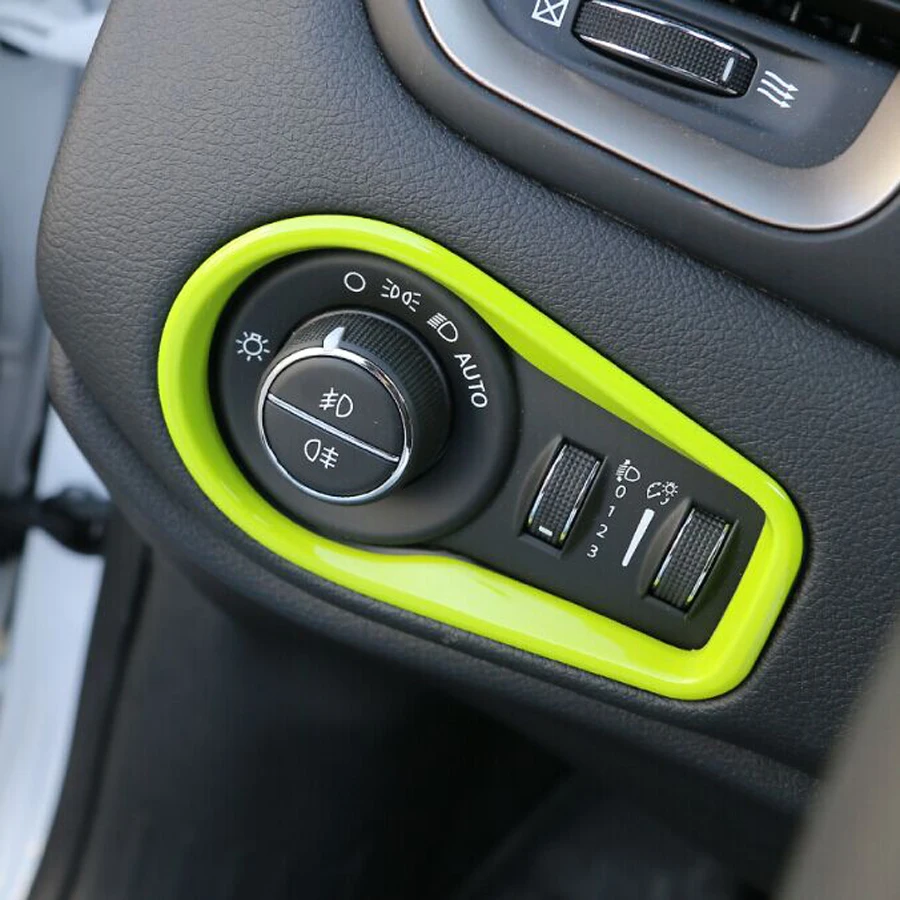 

Car Headlights Switch Head Lamp Light Ring Outlet Cover Interior Accessories Dashboard Trims ABS For Jeep Renegade Free Shipping
