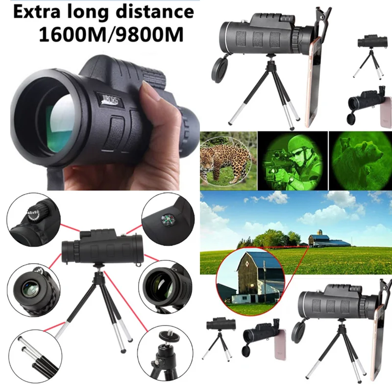

Monocular Telescope HD 40X60 Portable Night Vision For Outdoor Hiking Travel Vacation JLRL88