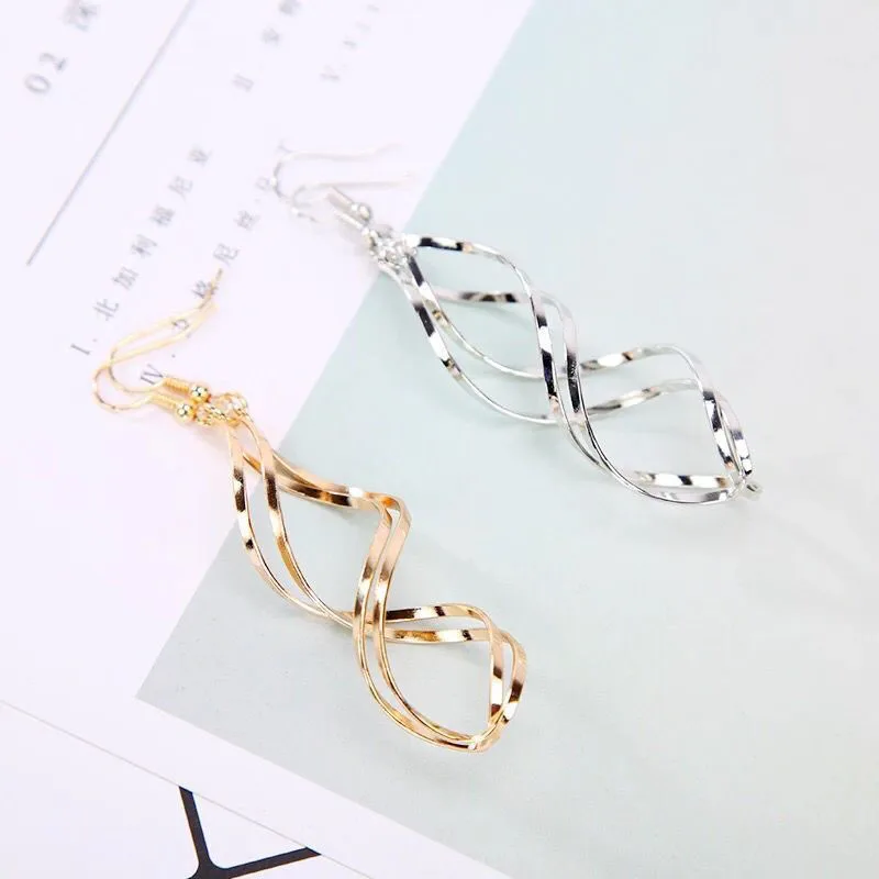 

Join.Y Simplicity in Europe and America Helical Bending Wave Geometry Drop Simplicity Earrings For Woman