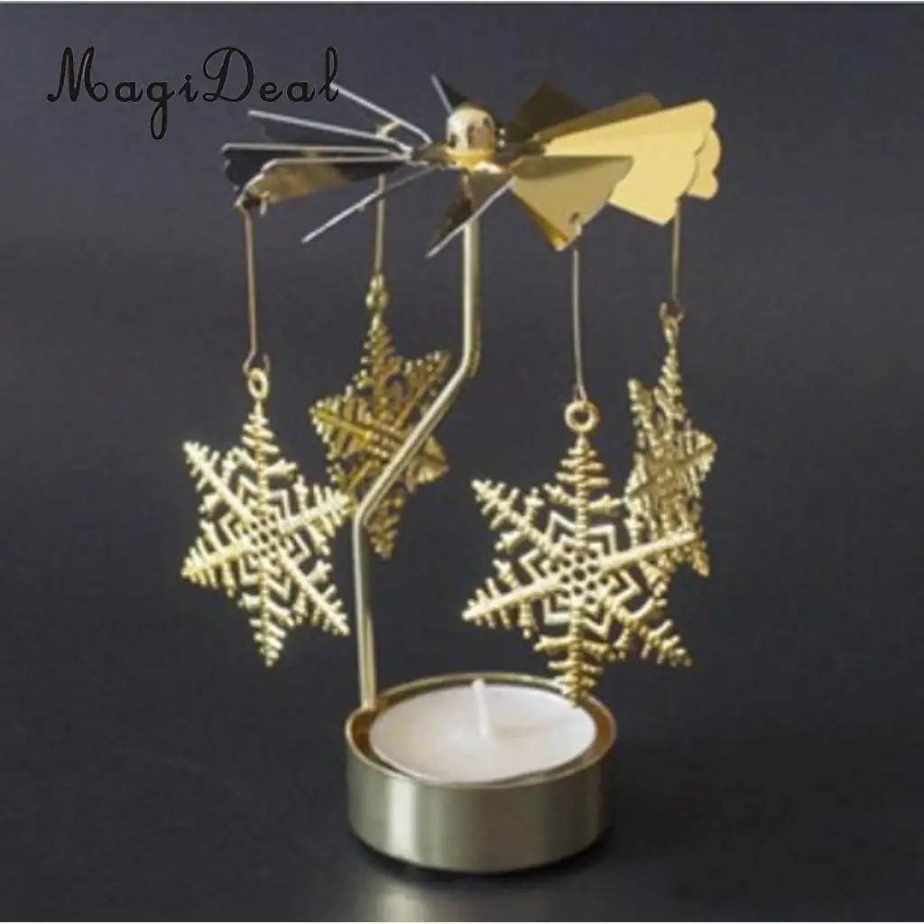 Christmas Windmill Decor Rotating Candle Tea Light Holder Candlestick Ornament- snowflakes elf star heart tree reindeer