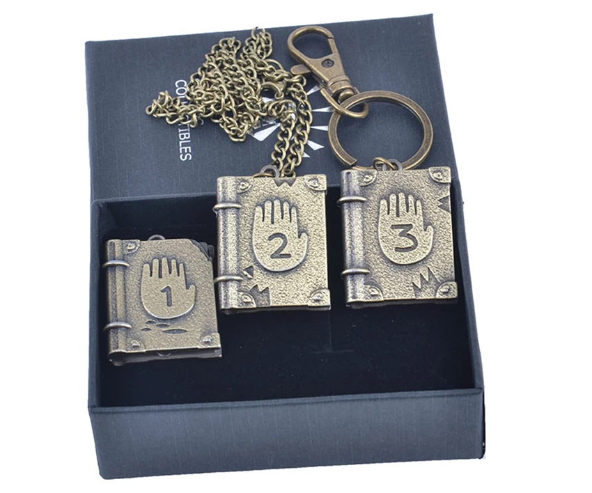 

Anime Gravity Falls Alloy metal Journal Number 1 2 3 Necklace keychain with Box Cosplay custume accessories