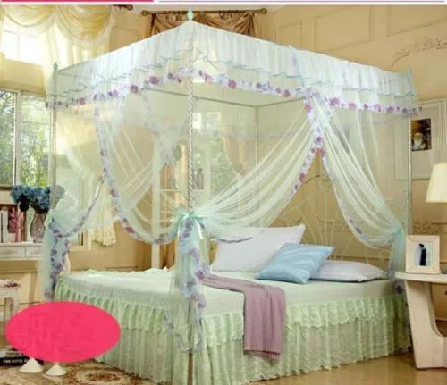 4 Posters Princess Bed Canopy Mosquito Net Cal King Full Queen Twin-XL Bed Size 