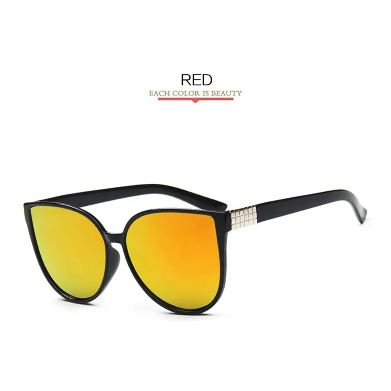 Oulylan мужские солнцезащитные очки больших размеров, солнцезащитные очки «кошачий глаз», женские зеркальные солнцезащитные очки - Цвет линз: Red