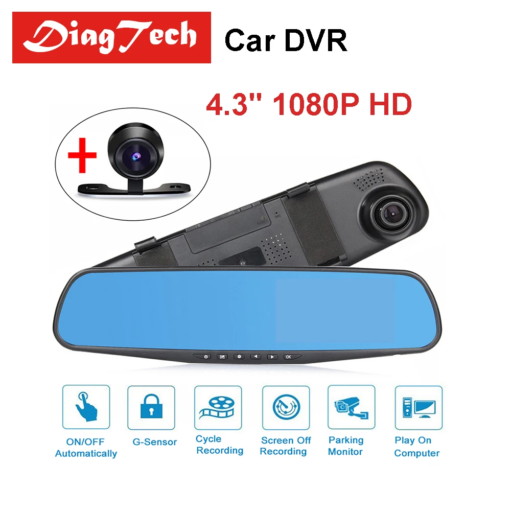 Universal 4.3 Inch Driving Recorder Camera 1080P HD Car DVR Camera Mirror Rearview Dual Lens Car Driving Video Recorder Camera Universal 4.3 Inch Driving Recorder Camera 1080P HD Car DVR Camera Mirror Rearview Dual Lens Car Driving Video Recorder Camera