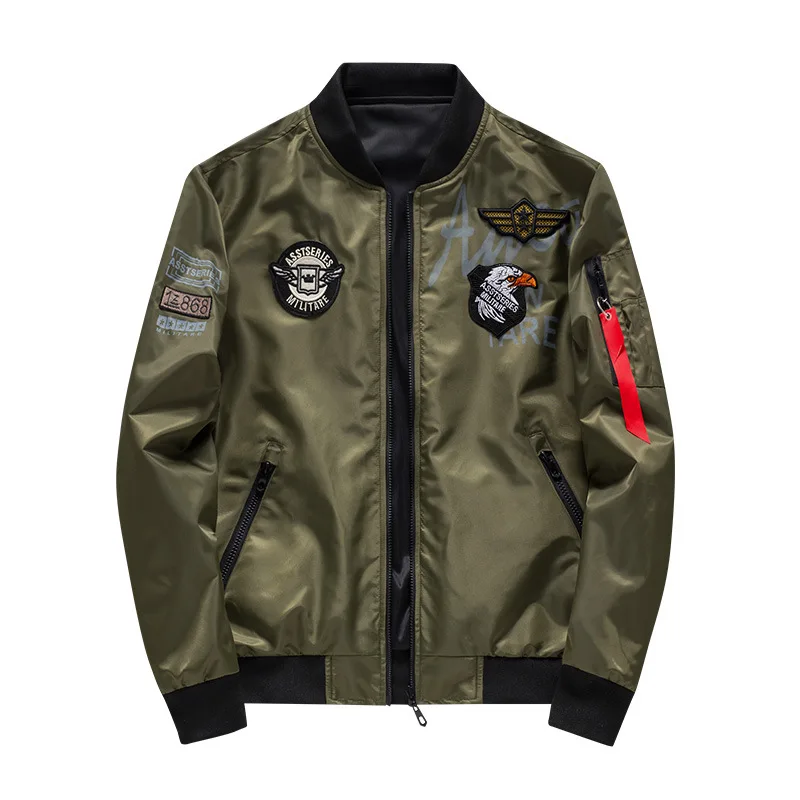 Мужская двусторонняя куртка-бомбер осенняя куртка Йокосука Пилот Военно-воздушные силы, армия пальто мужская одежда верхняя одежда плюс размер, GA371