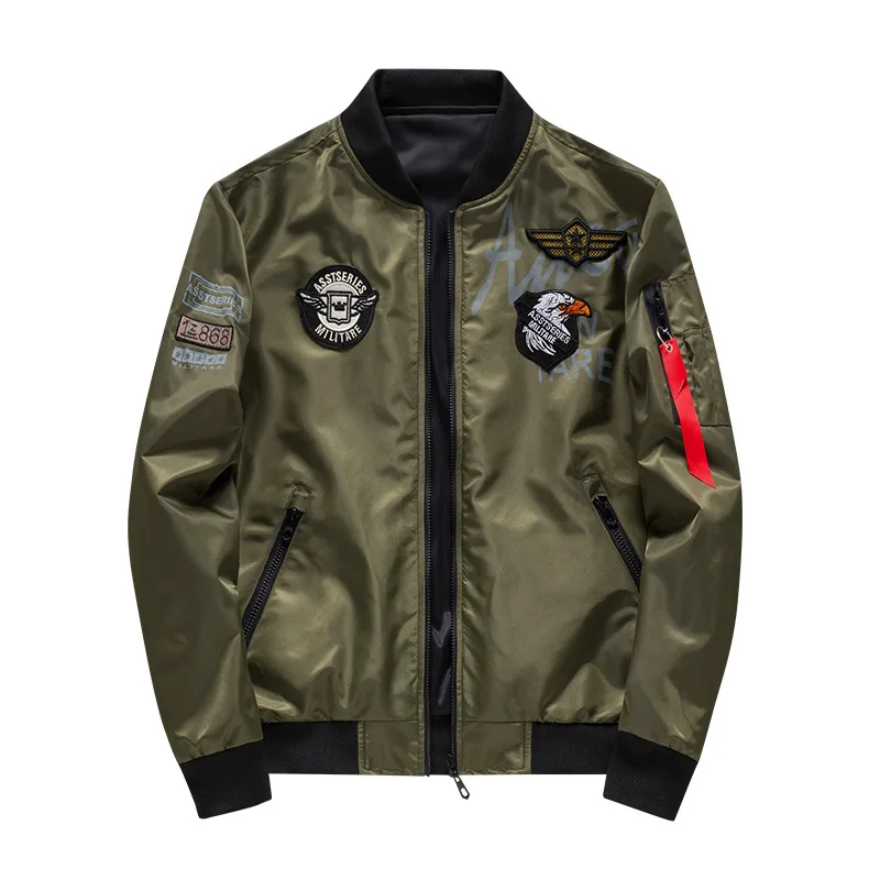 

Men's Double-Sided Bomber Jacket Autumn Yokosuka Jacket Pilot Air force Military Coat Male Clothing Outwear Plus Size ,GA371