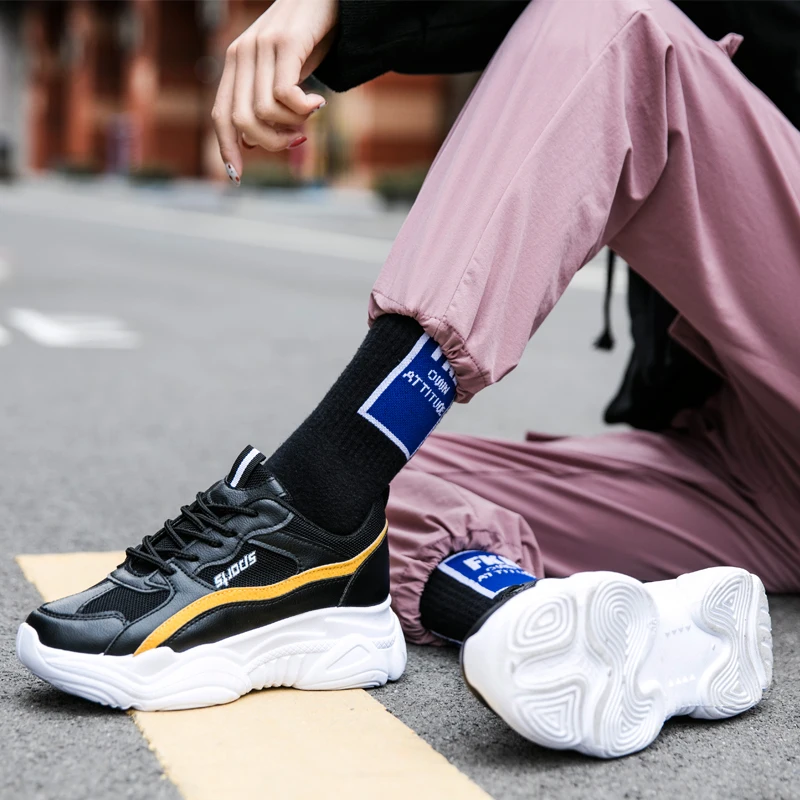 Breathable Mesh Women's Running Shoes Platform Chunky Sneakers Women Lace Up White black Shoes Sapatos Feminino Mujer Footwear Breathable Mesh Women's Running Shoes Platform Chunky Sneakers Women Lace Up White black Shoes Sapatos Feminino Mujer Footwear