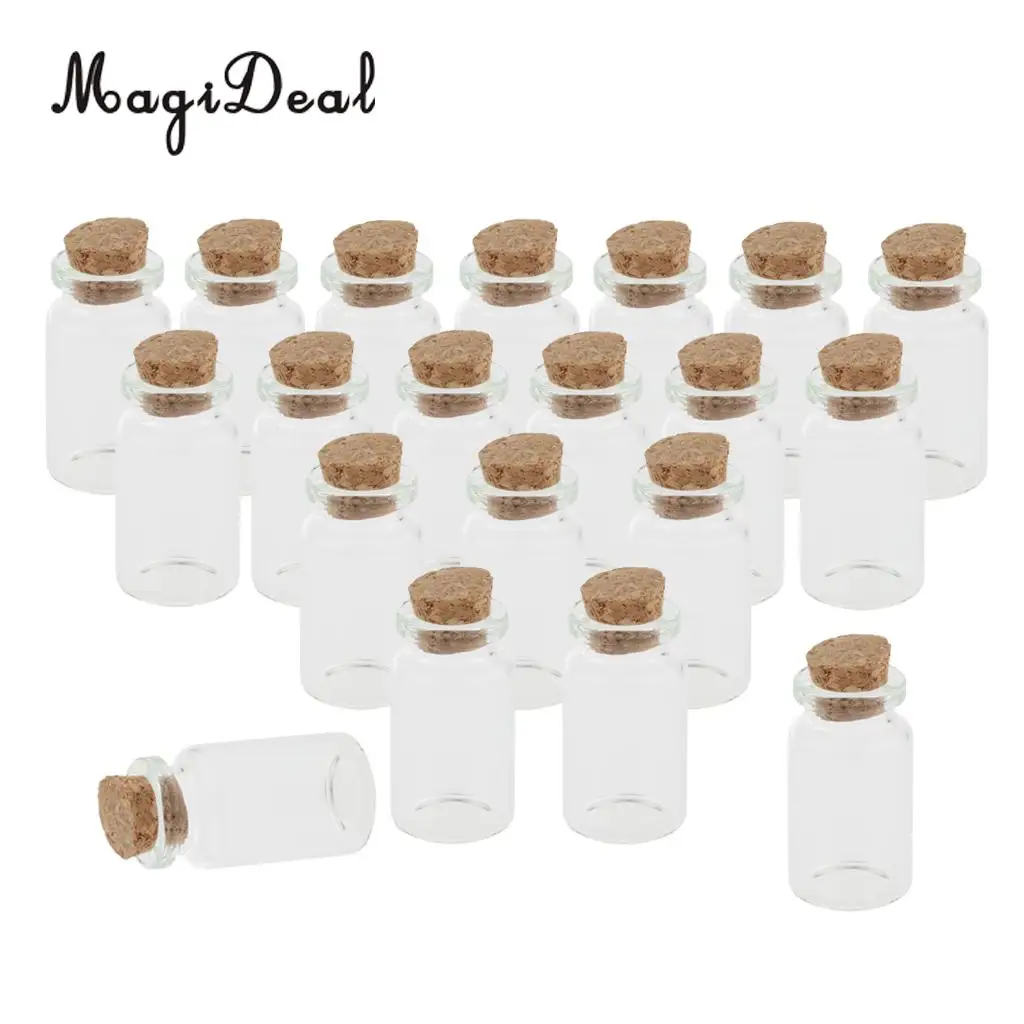 Pack of 20 10ml Mini Glass Cork Jars Essential Oil Sample DIY Wedding Decoration Lucky Wishing Bottle