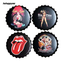 Сексуальная девушка крышка бутылки Винтаж Бар вывески паб домашний знак ретро декоративные тарелки настенный плакат пивные вывески Настенный декор плакат искусство 40 см