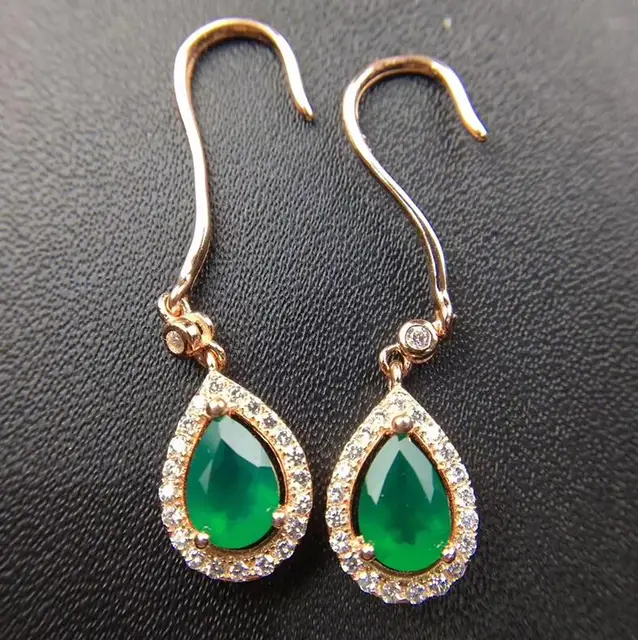 Classic silver emerald drop earrings for weddings natural pear cut