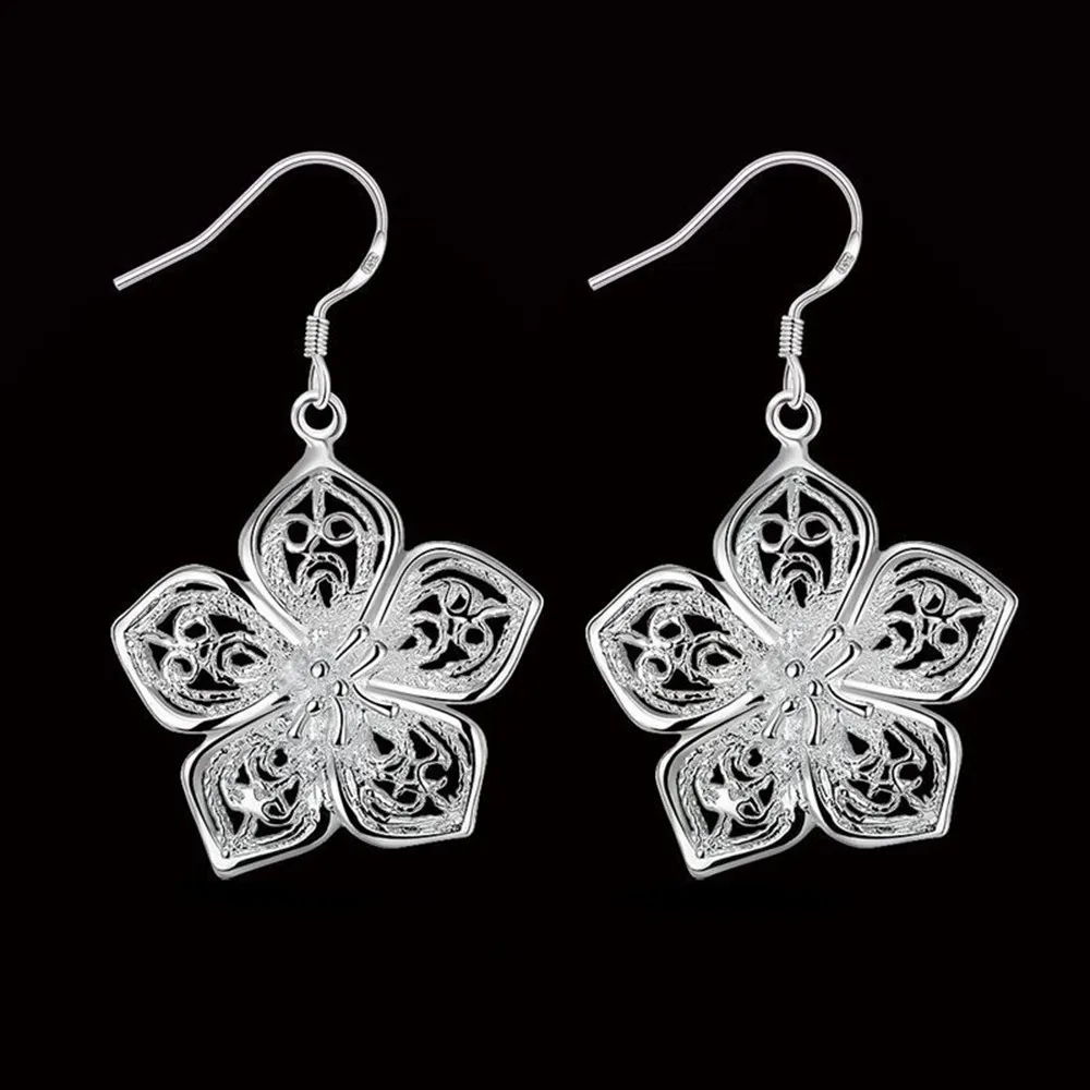 

2019 New Fashion Earrings Women Silver Ladies' Wire Earrings With Fllower Pendant Earring Droops For Women.