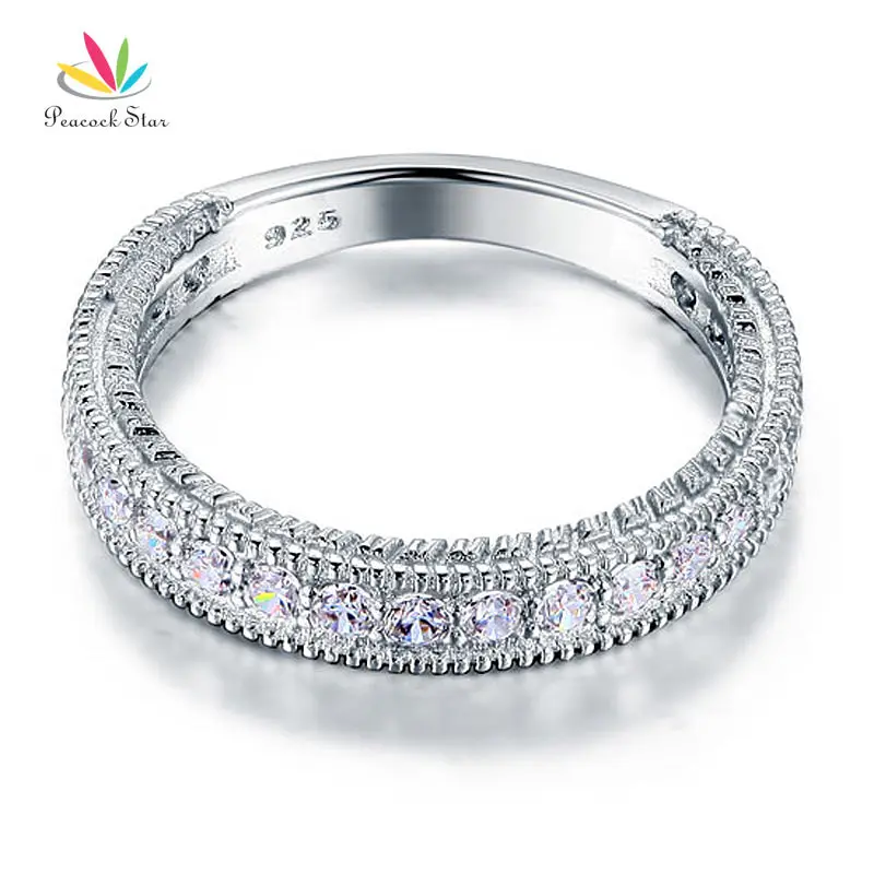 Павлин звезда Твердые 925 пробы серебро обручальное кольцо Вечность кольцо ювелирные изделия в винтажном стиле Арт Деко CFR8099