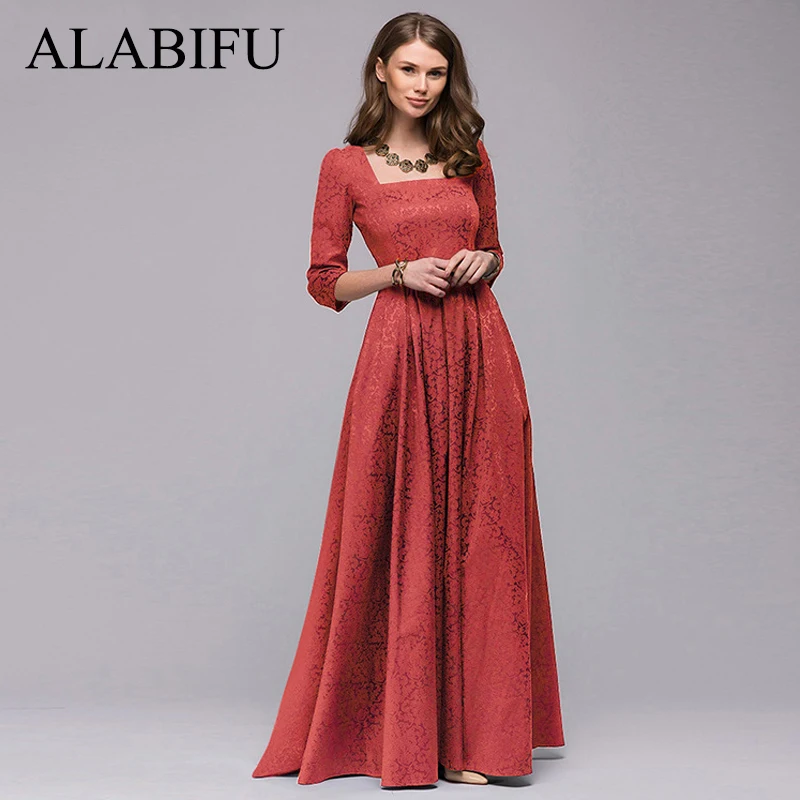 

ALABIFU Vintage Hepburn Ball Gown Dress 2019 Summer Dress Women Elegant Long Wedding Bridesmaid Party Dress Vestidos ukraine