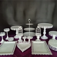 Белые Свадебные десерт лоток торт стенд кекс стенд с бисером падает партии украшения свадебные реквизит