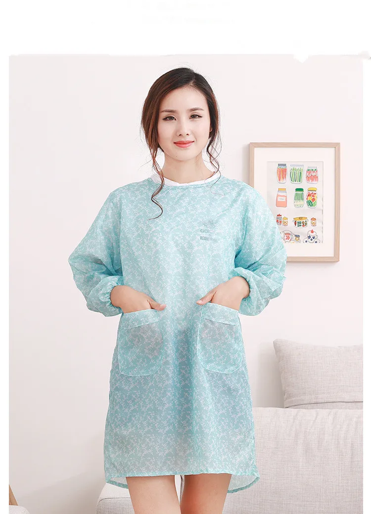 1PC Kitchen Apron Anti Dirty Long Sleeve Apron Home Protective Clothing