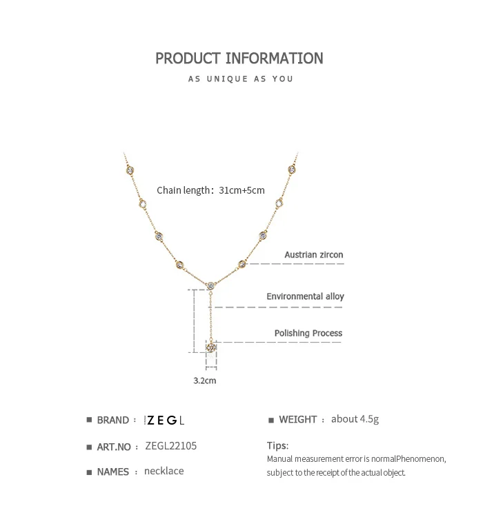 ZEGL летнее ожерелье ювелирное ожерелье короткая цепочка на ключицы модная Персонализированная цепочка на шею