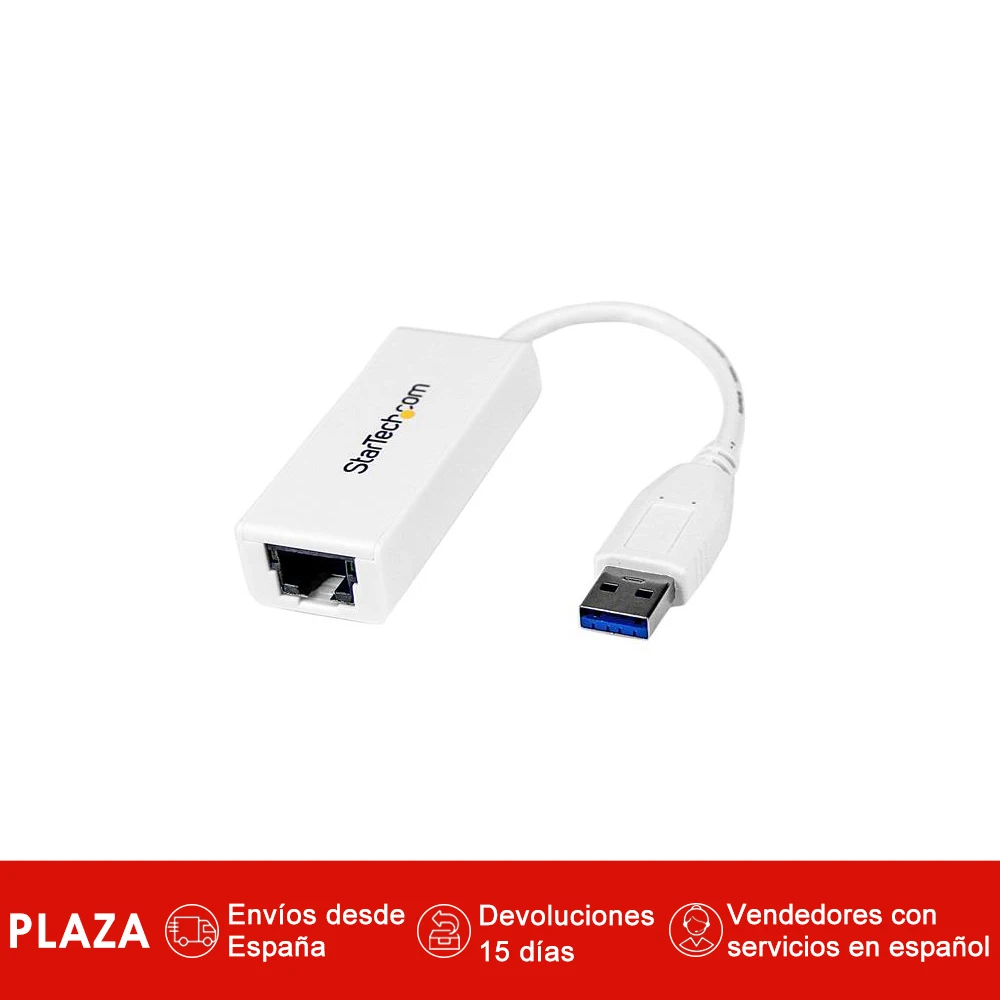 

StarTech.com Adaptador Tarjeta de Red Externa NIC USB 3.0 a 1 Puerto Gigabit Ethernet 1Gbps RJ45 USBA Blanco