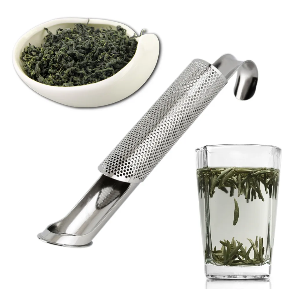 1Pc Stainless Steel Pipe Shape Loose Tea Infuser Leaf Strainer Filter