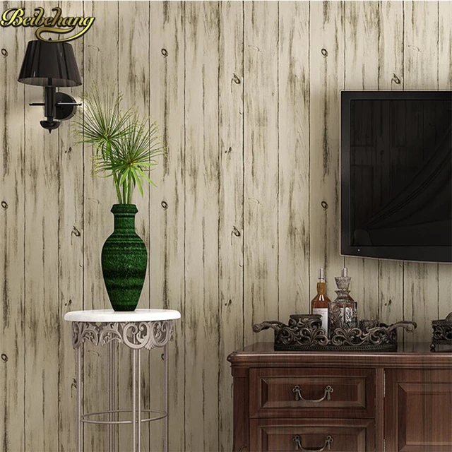 Beibehang Nordic Wooden Wallpapers Nostalgic Retro Bedroom Study