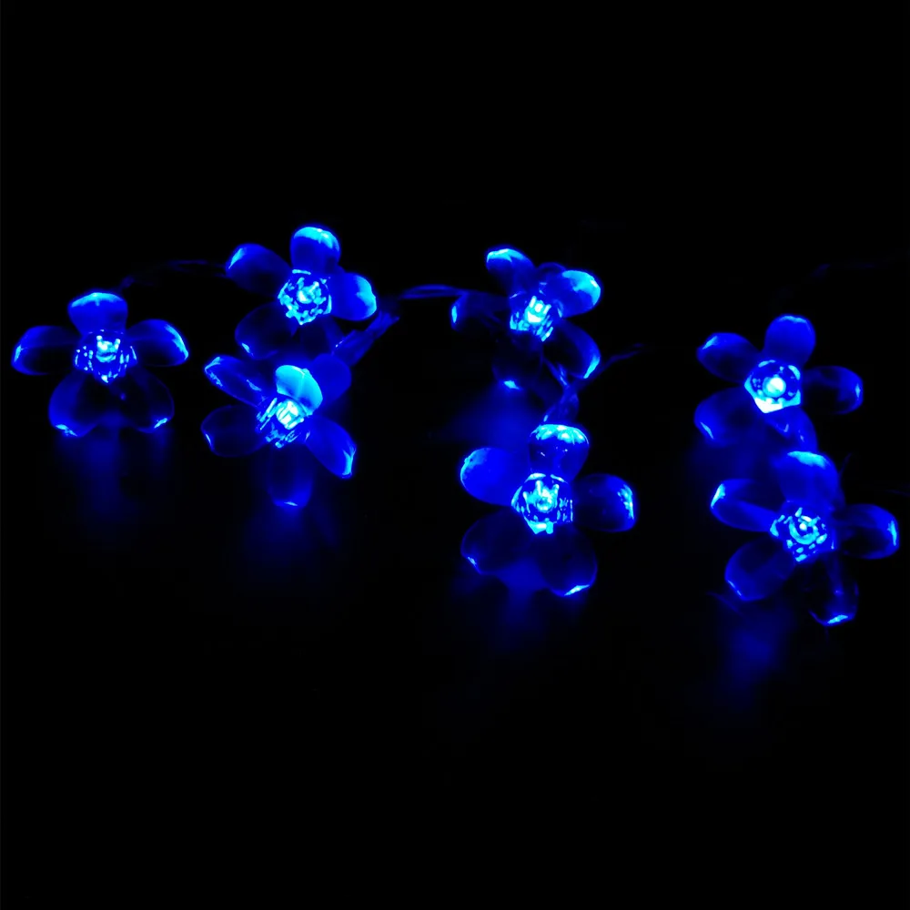 LED String Light Colorful Cherry Blossom Flower Fairy LED Christmas Lights For Garland Decoration Lamp-blue