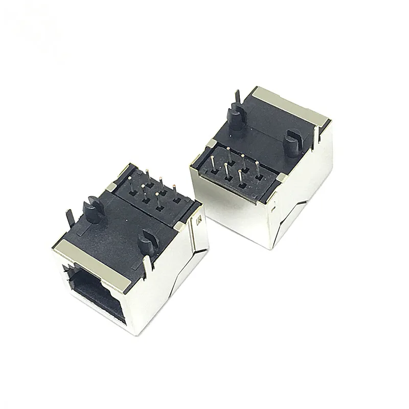 RJ45 Ethernet SOCKET 5224 8P8C DIP Network Jack with shielding copper shell female connector Free shipping  