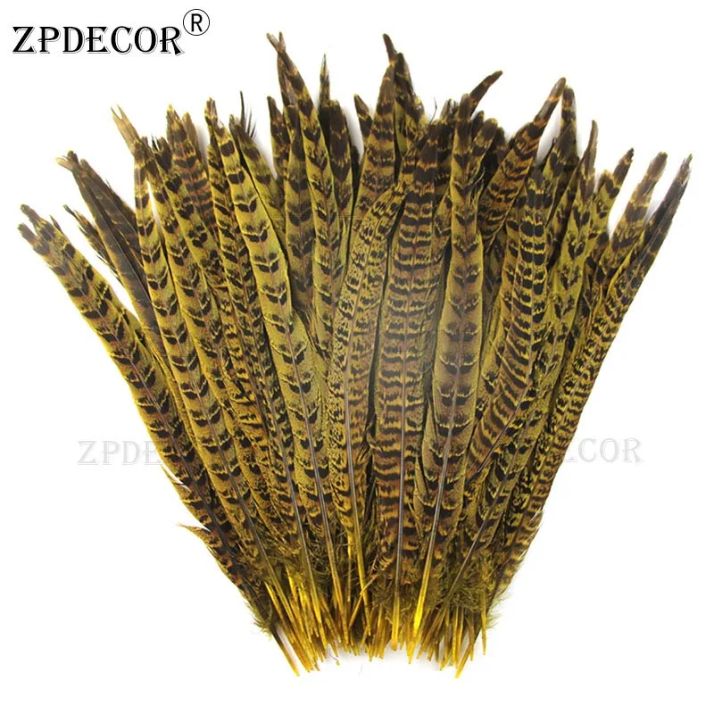 Дюйм 12-14 30-35 см с круглым воротником перья из хвоста фазана - Цвет: Цвет: желтый
