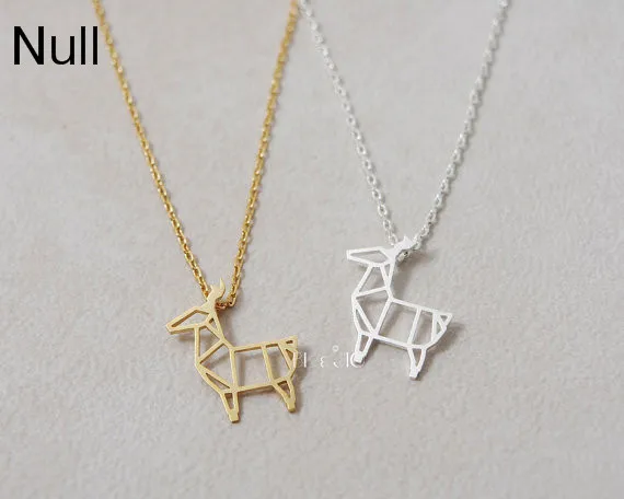 Gold Silver Origami Deer Necklace