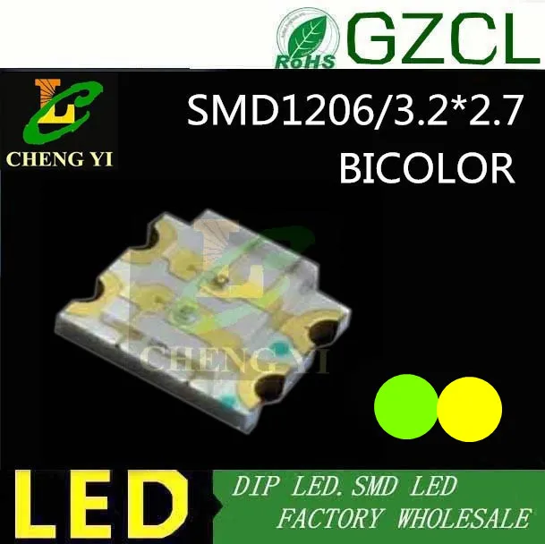 3 2*2 7 мм чип LED желтый и зеленый биколор 1206 SMD диод Y/G 2 0 5 V (CE & Rosh)|diode led|led emitting diodeled