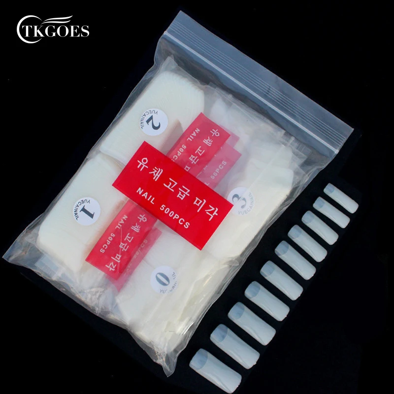 TKGOES-500pcs-pack-Natural-Acrylic-Nails-Half-Cover-False-Nail-Tips-acrylic-French-Nail-tips-Acrylic (2)