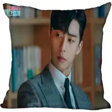 Заказ Kpop парк Seo Jun печатных квадратный шелк наволочки 40x40 см, 35x35 см одна сторона атласная Наволочка логотип