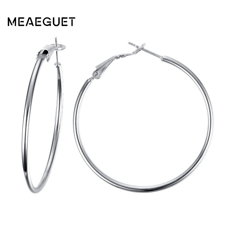 Meaeguet нержавеющая сталь элегантные женские преувеличенные большой круг обруч серьги простые петли Ювелирные изделия Brinco