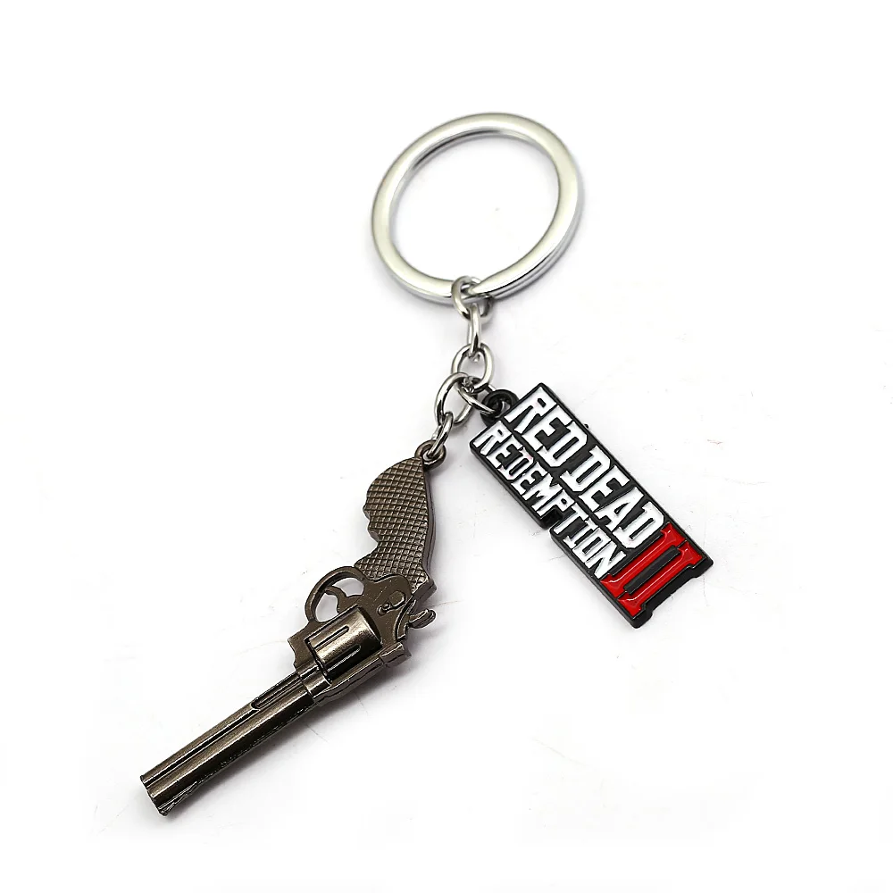

Red Dead 2 Redemption Keychain Revolver Gun Toy Model Metal Key Ring llaveros Car Bag Key Chain Chaveiro Jewelry