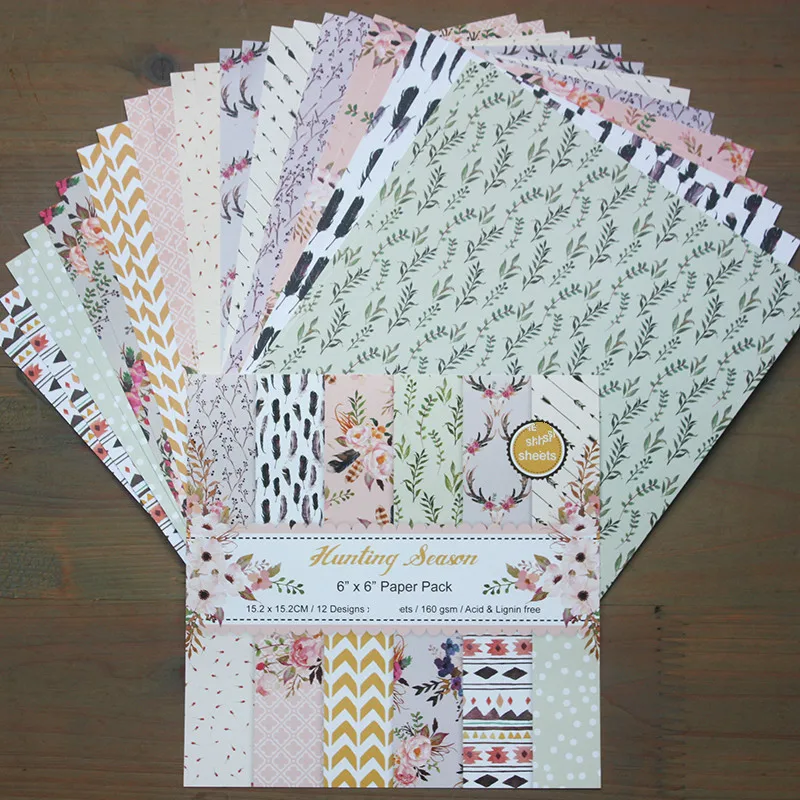 

ZFPARTY 12pcs 6" Single-side Flowers creative papercraft art paper handmade scrapbooking kit set books