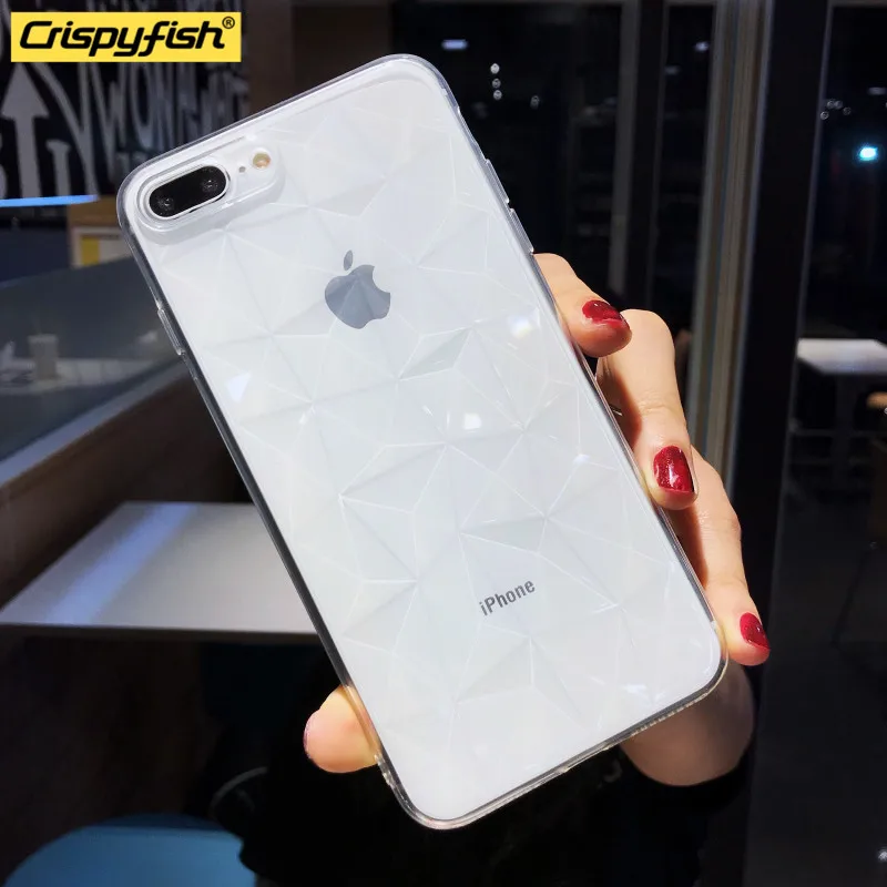 Crispyfish Роскошный Блестящий Бриллиант чехол для телефона для iPhone 6 6s 7 8 plus X Xs XR Xs Max Прозрачный Мягкий ТПУ силиконовый чехол