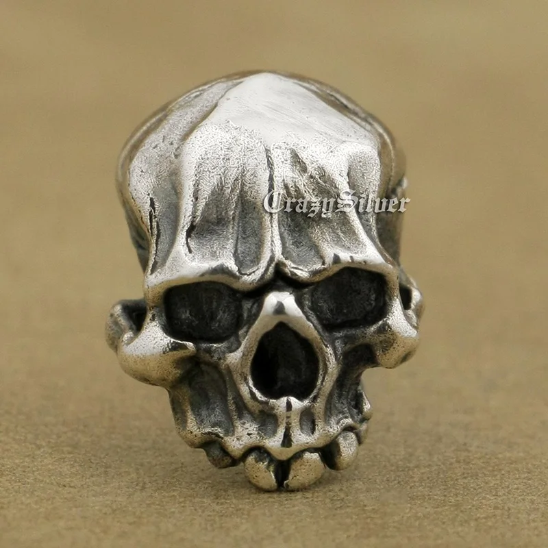 Cool Knight's Individuality Punk Rock Retro Skull Stud Earrings Men Solid 925 Sterling Silver TA40 - Окраска металла: 1 ieceP
