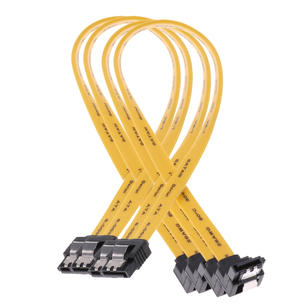 4x SATA III Data Drive Cable 6.0Gbps With Locking Latch 11.8''/30cm 90Degree