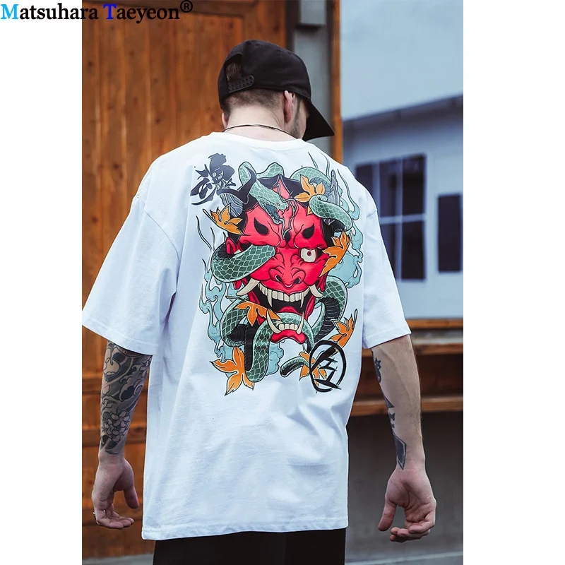 

2019 Summer T Shirt Men Snake Ghost T-shirt Men's Harajuku Streetwear Tshirt Cotton Short Sleeve Summer Tops Tee Hip Hop