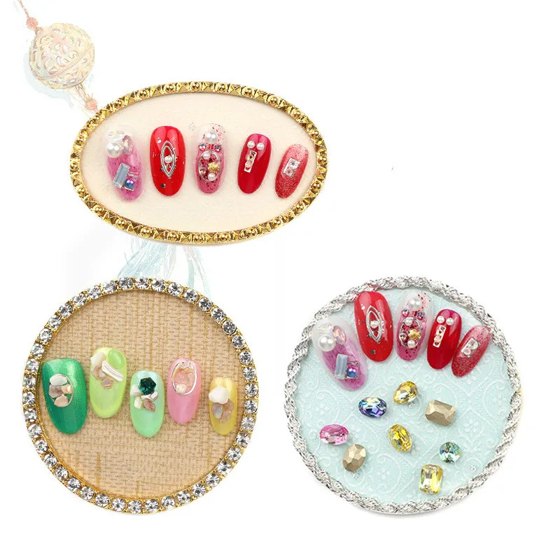 

1pc Fashionable mini metal Round Oval photo frame for decoration nail art work display