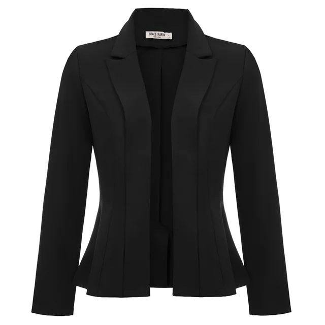 MakeMeChic Women's Lapel Collar Long Sleeve Trench Coat - Open Front, Ruched, Business Office