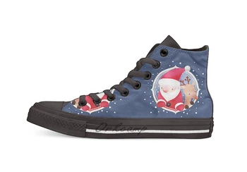 

Portrait of Santa and Rudolf Casual High Top Canvas shoes sneakers Light Walking Shoes