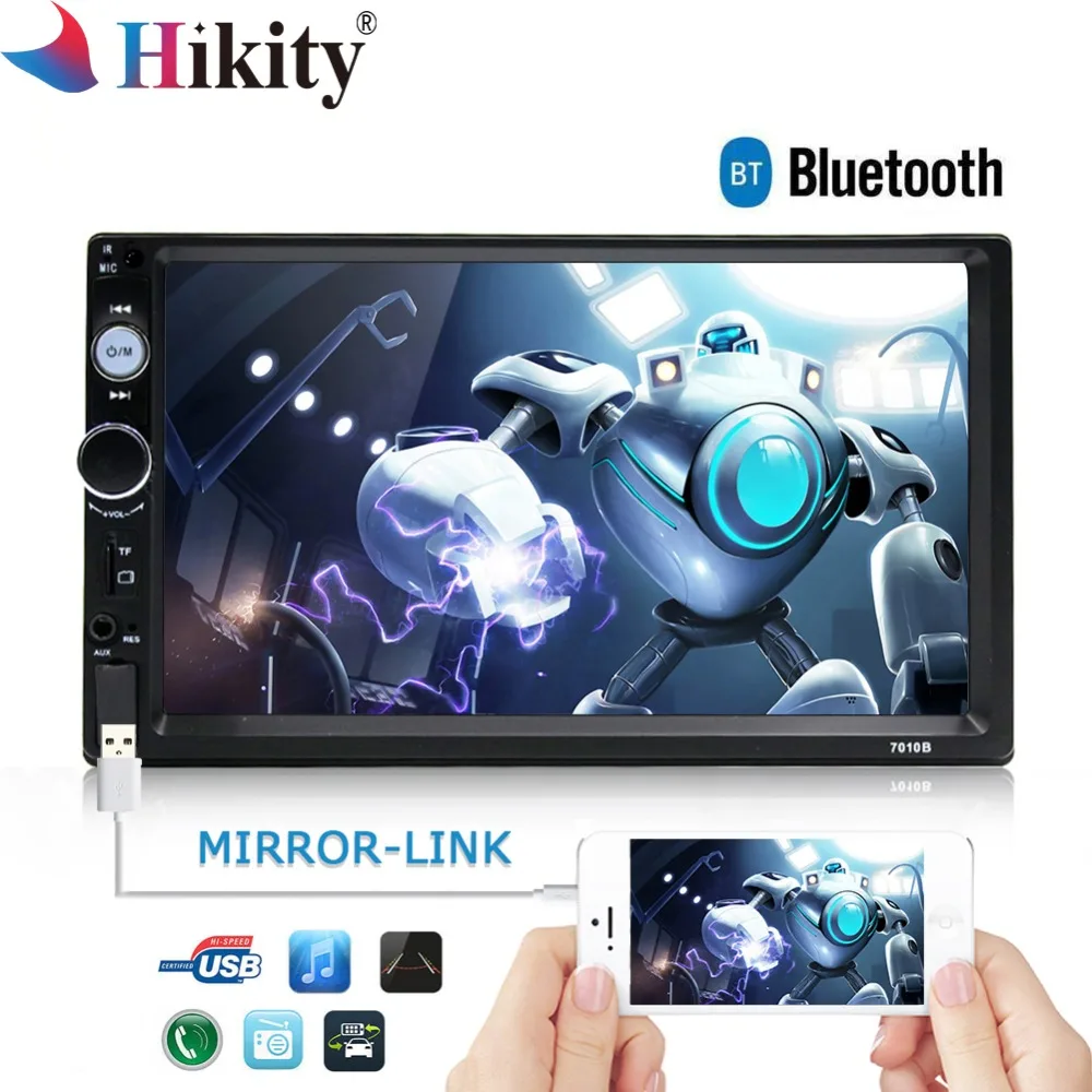 Hikity 7010B 2 Дин радио свободная Frame MP5 мультимедийный плеер Bluetooth Mirrorlink аудио стерео Поддержка заднего вида Камера