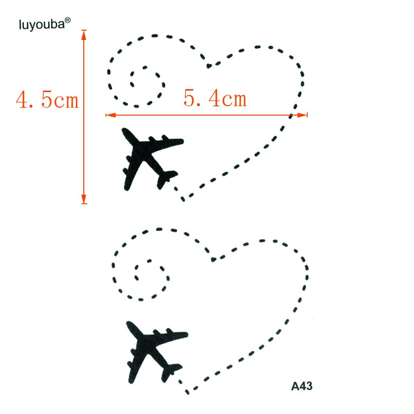 Самолет с любовью, водостойкая временная татуировка, наклейка, поддельная татуировка, боди-арт, флеш-тату, временные татуировки для женщин и мужчин