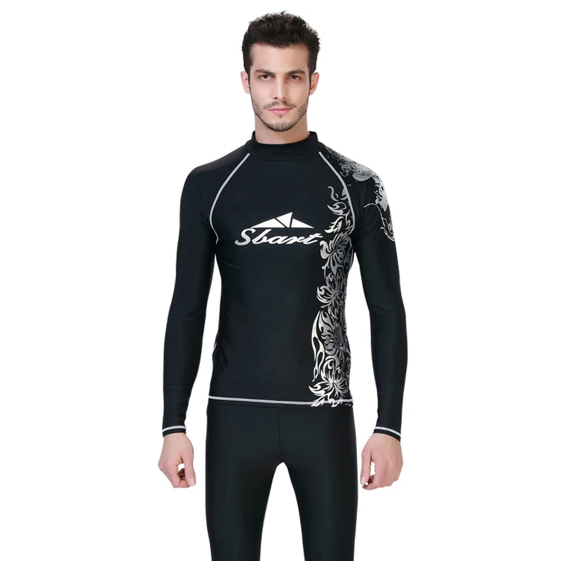 2017 Plus Size Lycra Swimwear Rash Guard Men Summer Beach Long Sleeve
