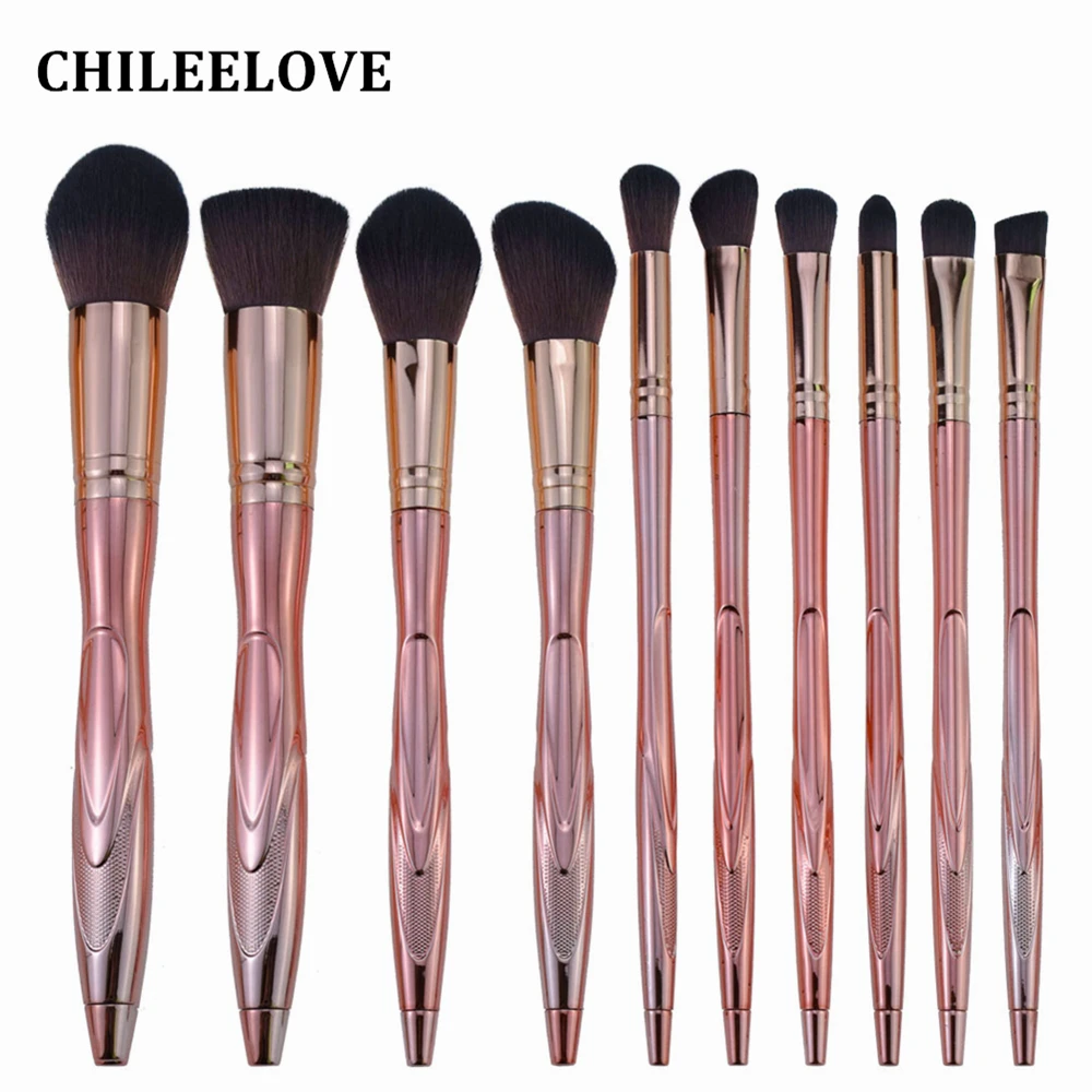 

CHILEELOVE 2018 New 10 Pcs/Set Champagne Pro Makeup Brush Kit For Blusher Concealer Eye Shadow Foundation Powder Cosmetics Tool