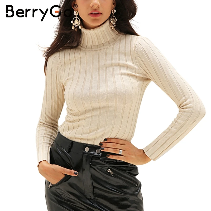 Goedkoop BerryGo Breien coltrui truien vrouwen Casual lange mouwen katoen vrouw truien 2017 Herfst winter streatwear truien